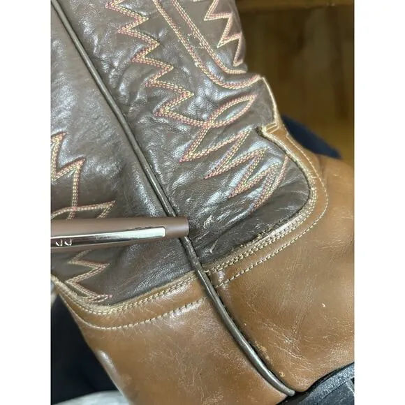 Vintage Tony Lama Men's Brown Leather Sz 9 Pull On Riding Cowboy Western Boot
