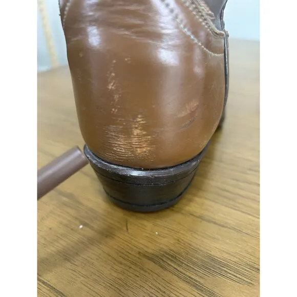 Vintage Tony Lama Men's Brown Leather Sz 9 Pull On Riding Cowboy Western Boot