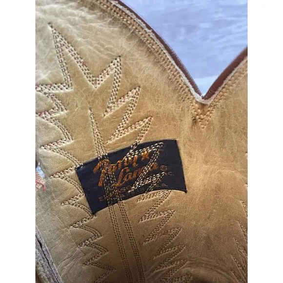 Vintage Tony Lama Men's Brown Leather Sz 9 Pull On Riding Cowboy Western Boot