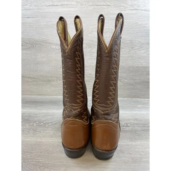 Vintage Tony Lama Men's Brown Leather Sz 9 Pull On Riding Cowboy Western Boot