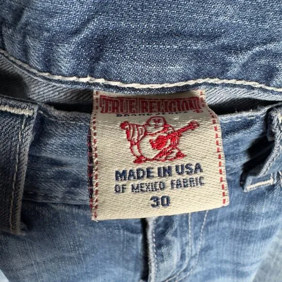 Vintage True Religion Men's Jeans Blue Denim Straight Leg Size 30x30