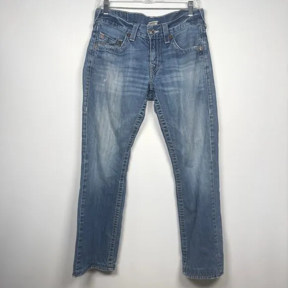 Vintage True Religion Men's Jeans Blue Denim Straight Leg Size 30x30