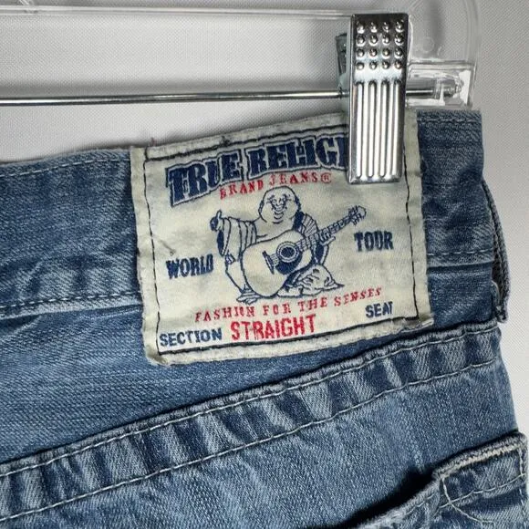 Vintage True Religion Men's Jeans Blue Denim Straight Leg Size 30x30