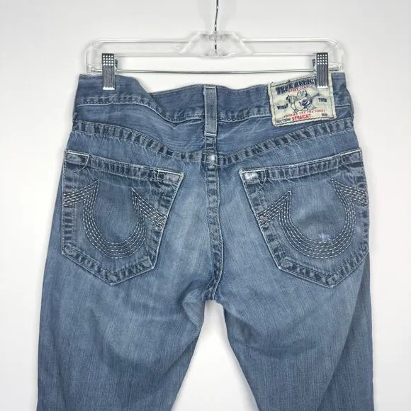 Vintage True Religion Men's Jeans Blue Denim Straight Leg Size 30x30