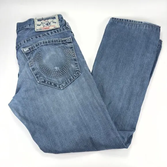 Vintage True Religion Men's Jeans Blue Denim Straight Leg Size 30x30