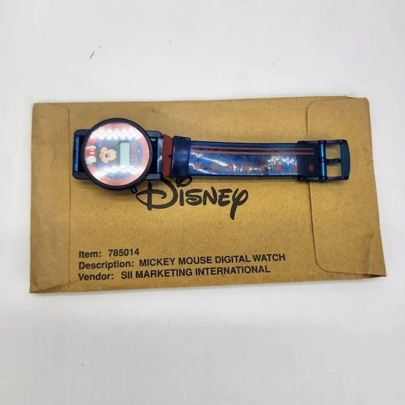 Vintage Unisex Disney Mickey Mouse Stars Blue Digital Quartz Watch MD0006 A9