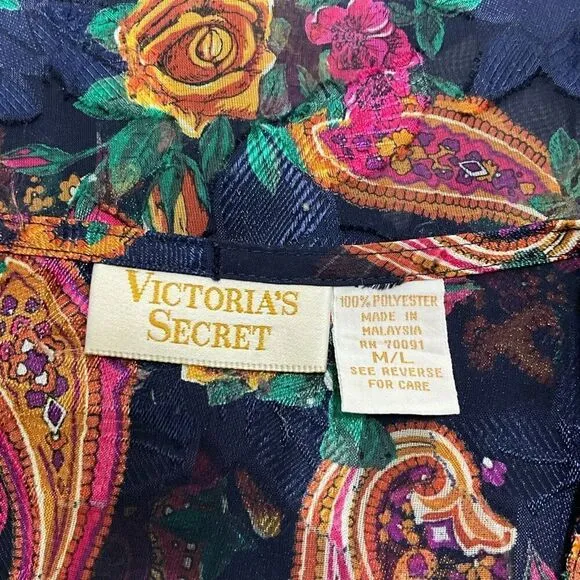 VINTAGE VICTORIA’S SECRET Gold Label Semi Sheer Paisley Nighty