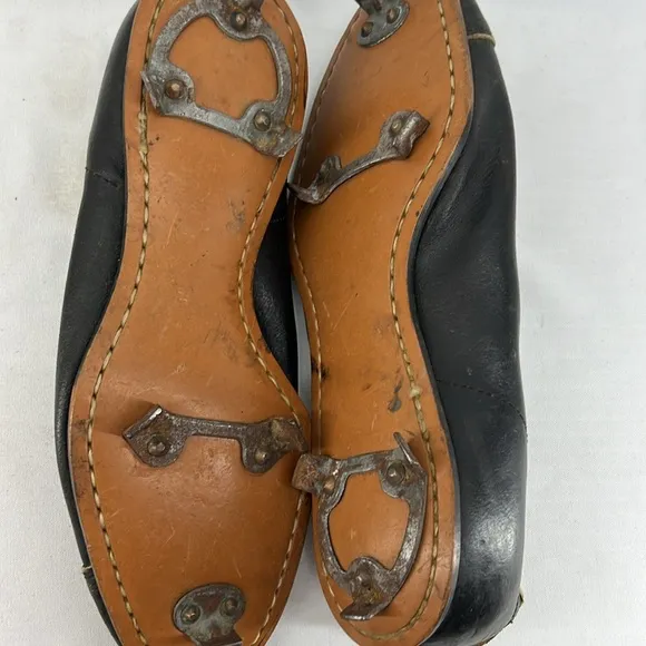 Vintage Wilson Baseball Cleats Metal Black Leather Low Top Shoes