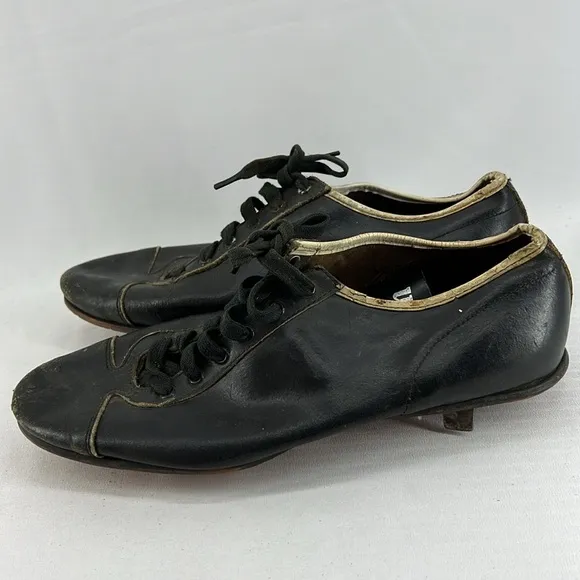 Vintage Wilson Baseball Cleats Metal Black Leather Low Top Shoes