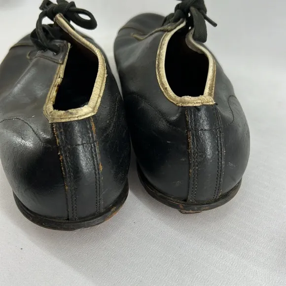 Vintage Wilson Baseball Cleats Metal Black Leather Low Top Shoes