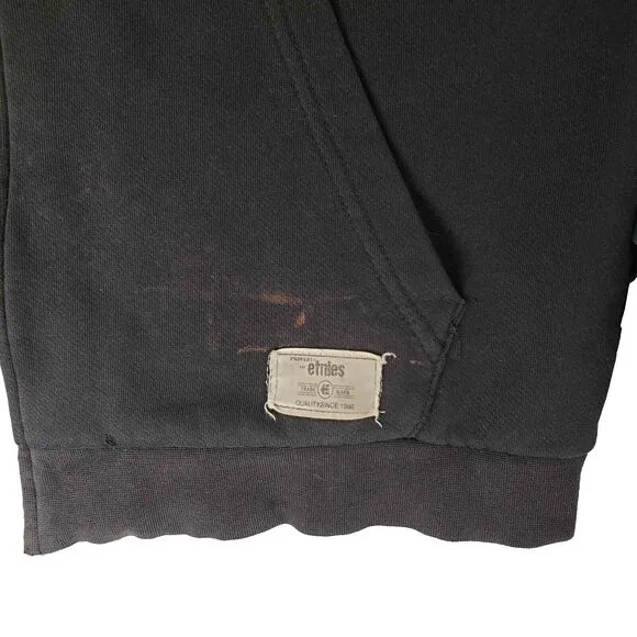 Vintage y2k Etnies Shoes Zip Up Hoodie Mens Large Black Skater Punk Rock Emo 00s