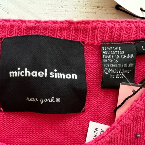 Vintage Y2K Michael Simon Beaded &amp; Embroidered Cardigan Shoes Sweater NWT  Large