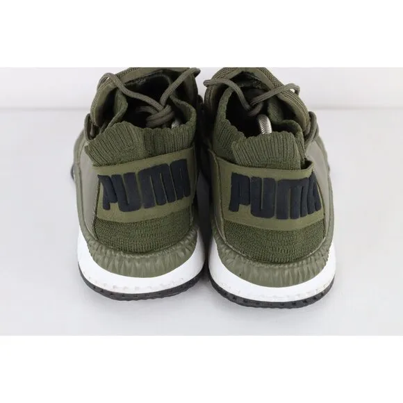 Vintage Y2K Puma Mens Size 11 D Spell Out Ignite Knit Sneakers Shoes Olive Green