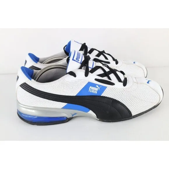 Vintage Y2K Puma Mens Size 11.5 D Spell Out Turin Leather Sneakers Shoes White
