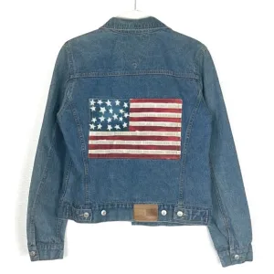 Vintage Y2K Tommy Hilfiger American Flag Cotton Denim Jean Jacket S
