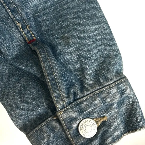 Vintage Y2K Tommy Hilfiger American Flag Cotton Denim Jean Jacket S