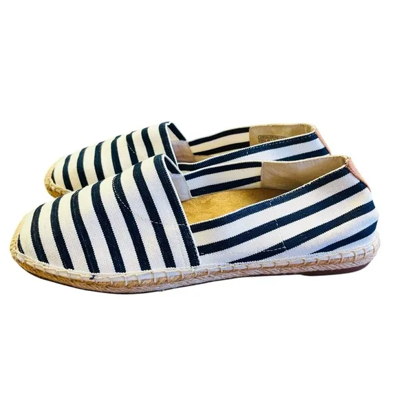 VIONIC Blue and White Espadrille Shoes Sz 11 Nautical Fisherman Coastal Slip On