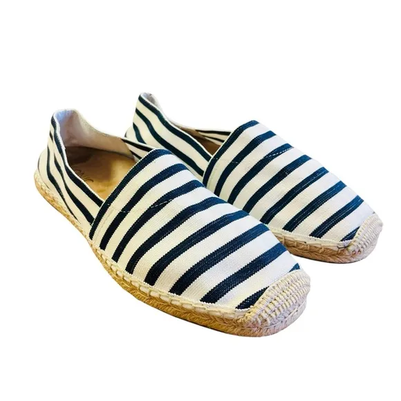 VIONIC Blue and White Espadrille Shoes Sz 11 Nautical Fisherman Coastal Slip On