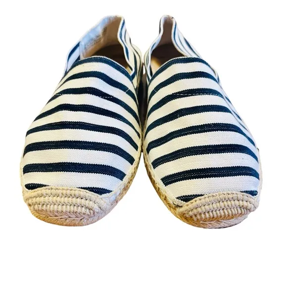 VIONIC Blue and White Espadrille Shoes Sz 11 Nautical Fisherman Coastal Slip On