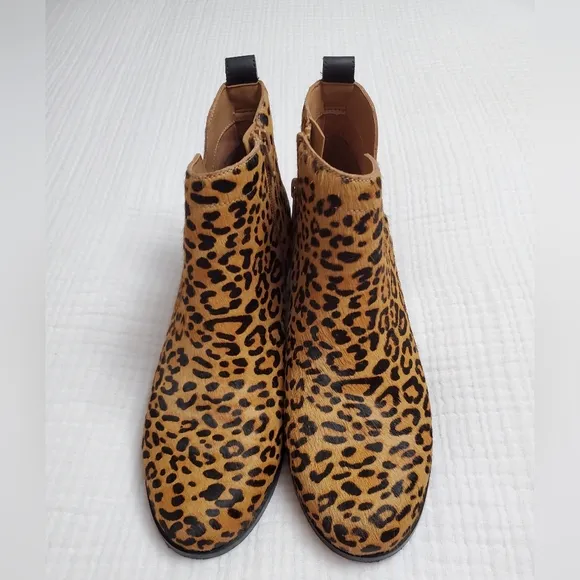 VIONIC ‘Clara’ Leopard Calf Hair Ankle Boots Size 9 Classic Boho Chic Retro