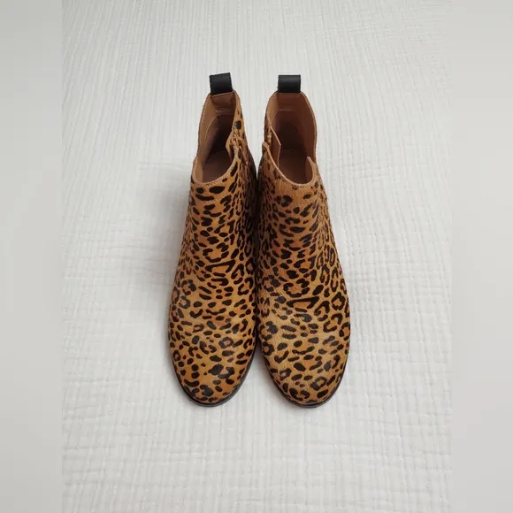 VIONIC ‘Clara’ Leopard Calf Hair Ankle Boots Size 9 Classic Boho Chic Retro