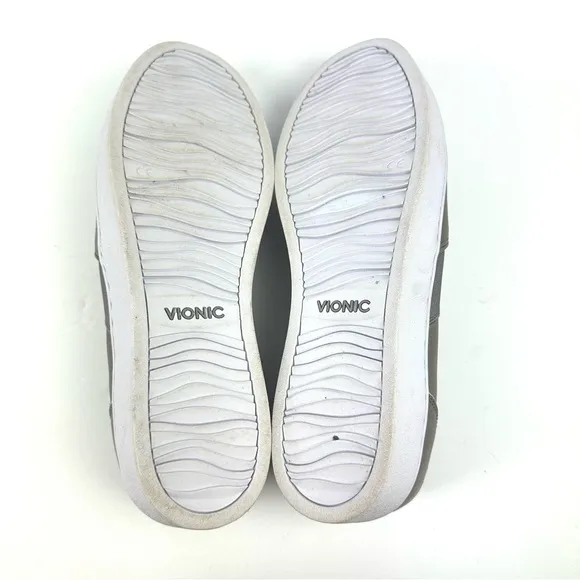Vionic Demetra 10 Loafers Gray Leather  Slip On Shoes Arch Support Womens