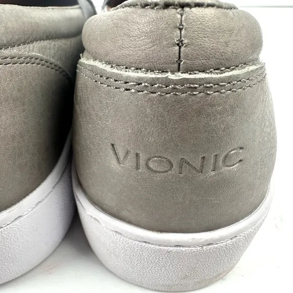 Vionic Demetra 10 Loafers Gray Leather  Slip On Shoes Arch Support Womens