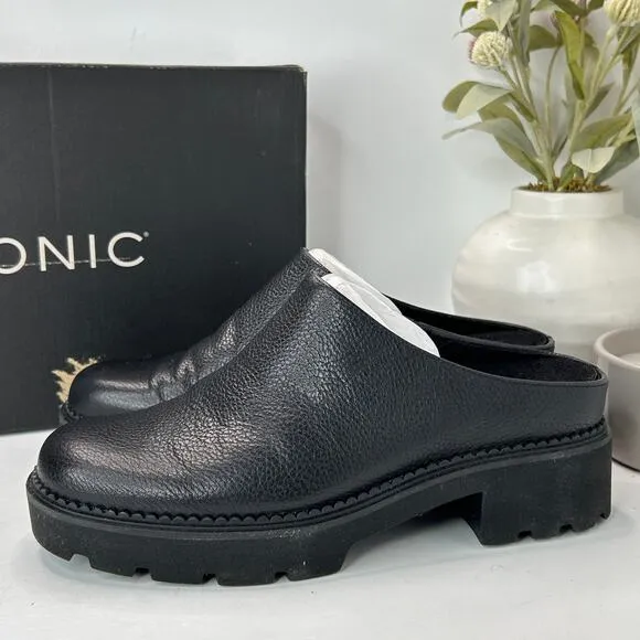 Vionic Fairfax Vegan Leather Mule Slip On Black J0793L1001 Women's 6.5M Tried On