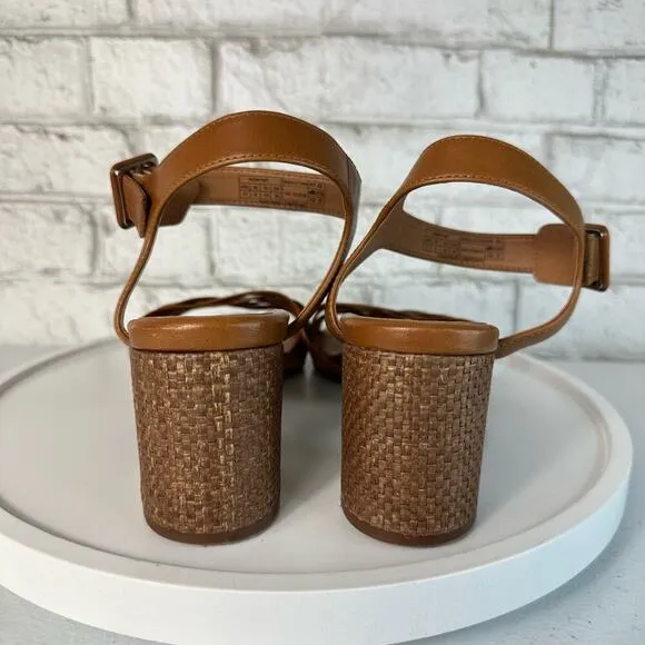 Vionic Heels Peony Nat Sandals Woven Leather Open Toe Papaya Brown 11