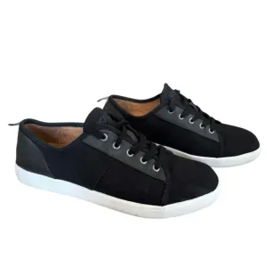 Vionic Pisces Black Canvas &amp; Leather Low Top Lace Up Sneakers Women's Size 8W