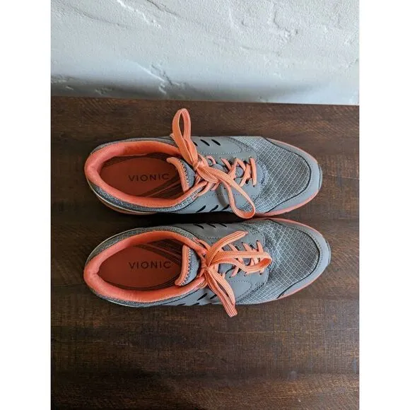Vionic Women's Motion Venture Gray and Pink Walking Shoes - Size 8.5