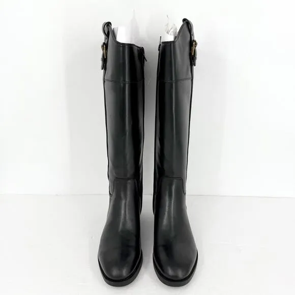 Vionic Womens Phillipa Knee High Boots US 7M Black Leather Water Repellent NIB