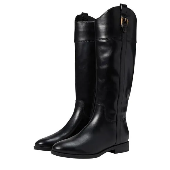 Vionic Womens Phillipa Knee High Boots US 7M Black Leather Water Repellent NIB