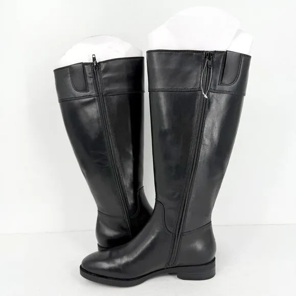 Vionic Womens Phillipa Knee High Boots US 7M Black Leather Water Repellent NIB
