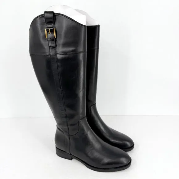 Vionic Womens Phillipa Knee High Boots US 7M Black Leather Water Repellent NIB