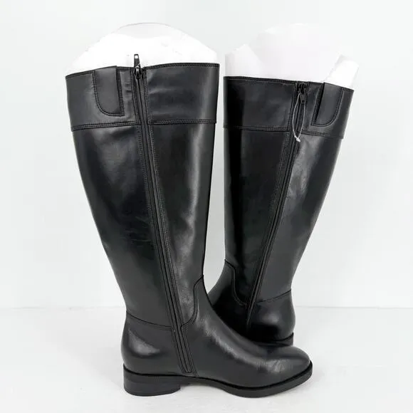Vionic Womens Phillipa Knee High Boots US 7M Black Leather Water Repellent NIB