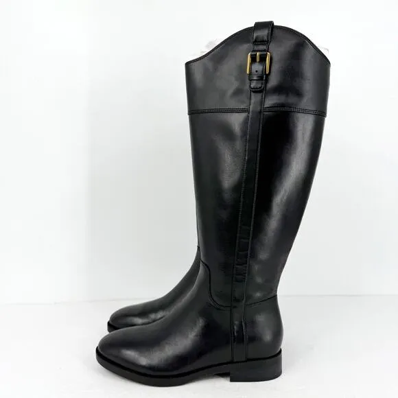 Vionic Womens Phillipa Knee High Boots US 7M Black Leather Water Repellent NIB