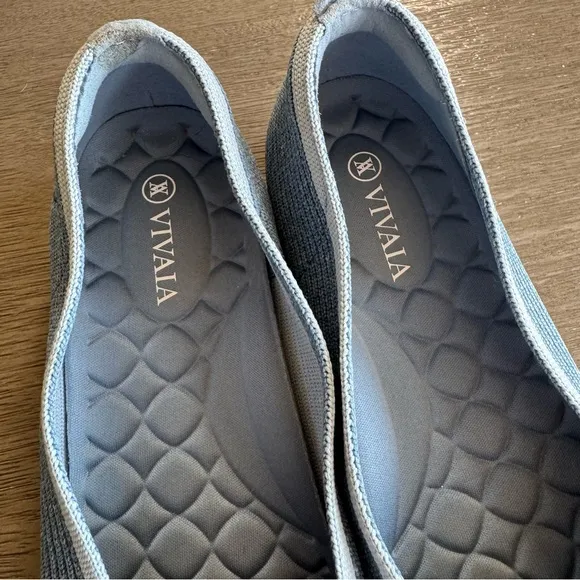 Vivaia Blue Margot 2.0 Flats Square Toe Ribbed Shoes 37