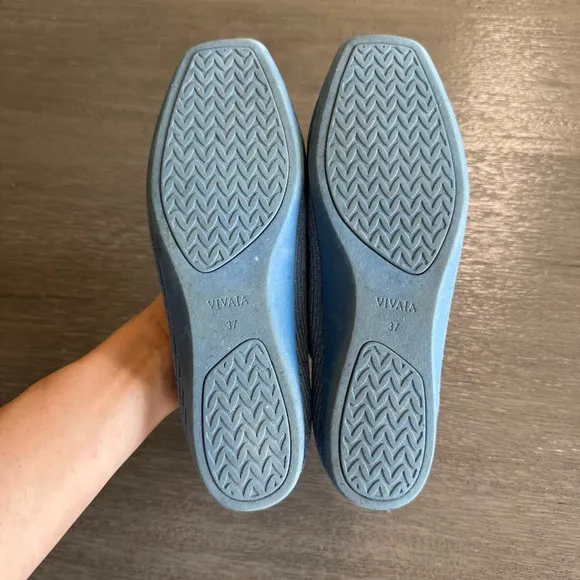 Vivaia Blue Margot 2.0 Flats Square Toe Ribbed Shoes 37