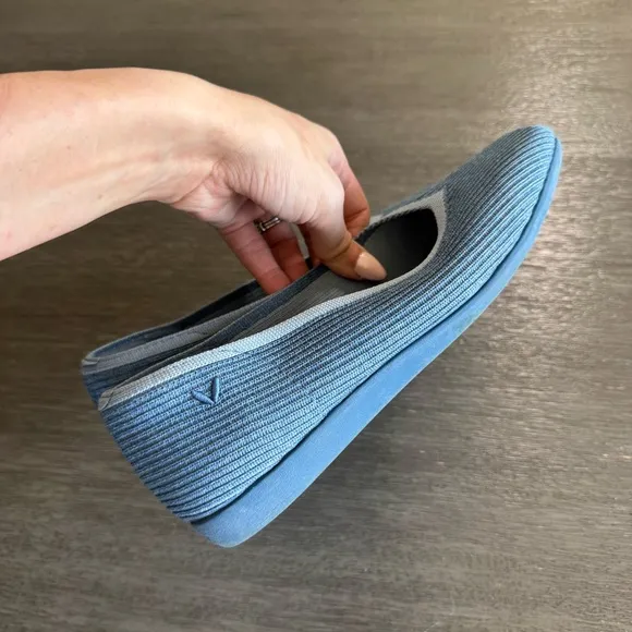 Vivaia Blue Margot 2.0 Flats Square Toe Ribbed Shoes 37