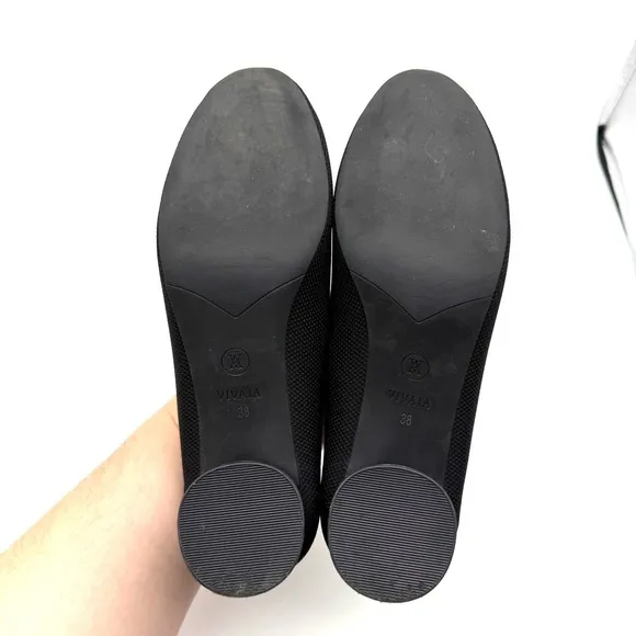 Vivaia Elvia Round Toe Block Heel Black EU 38 US 7-7.5 Knit Heels