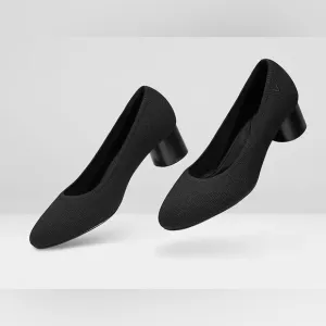 Vivaia Elvia Round Toe Block Heel Black EU 38 US 7-7.5 Knit Heels
