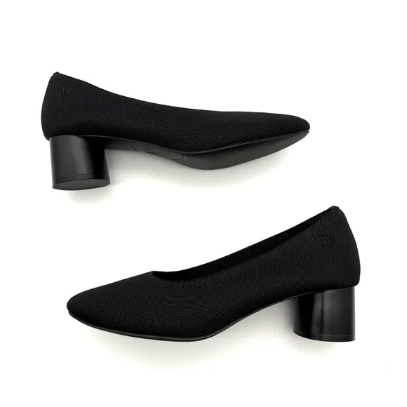 Vivaia Elvia Round Toe Block Heel Black EU 38 US 7-7.5 Knit Heels