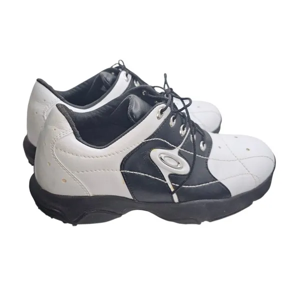 VTG 2002 Oakley Overdrive Black White Plain Toe Lace Up Golf Shoes Men's Size 9