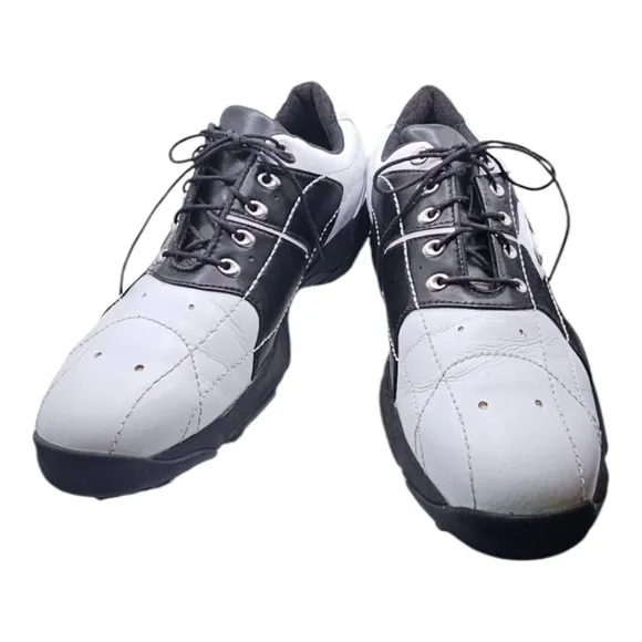 VTG 2002 Oakley Overdrive Black White Plain Toe Lace Up Golf Shoes Men's Size 9