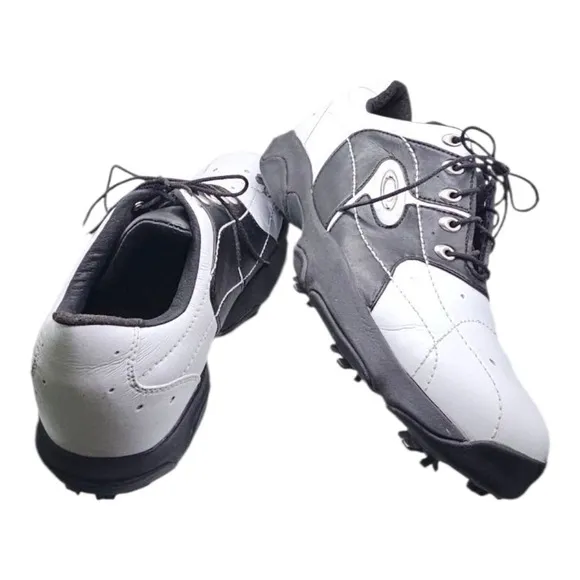 VTG 2002 Oakley Overdrive Black White Plain Toe Lace Up Golf Shoes Men's Size 9