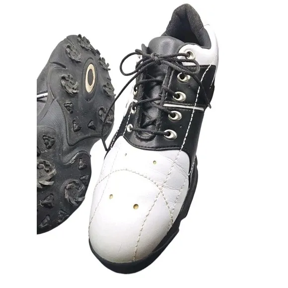 VTG 2002 Oakley Overdrive Black White Plain Toe Lace Up Golf Shoes Men's Size 9