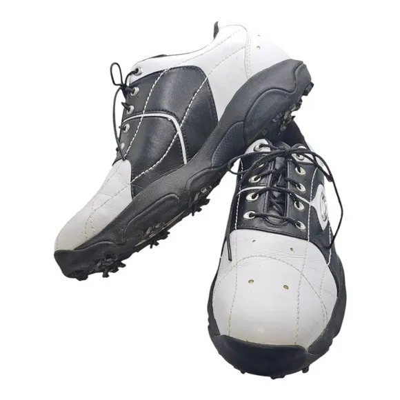 VTG 2002 Oakley Overdrive Black White Plain Toe Lace Up Golf Shoes Men's Size 9