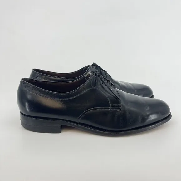 Vtg Allen Edmonds Size 10.5 C Cadiff Black Leather Oxfords Lace Up Dress Shoes