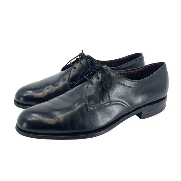 Vtg Allen Edmonds Size 10.5 C Cadiff Black Leather Oxfords Lace Up Dress Shoes